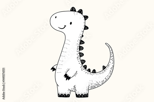 A cartoon dinosaur. The dinosaur is small and cute, with a big smile on its face. The image has a playful and lighthearted mood