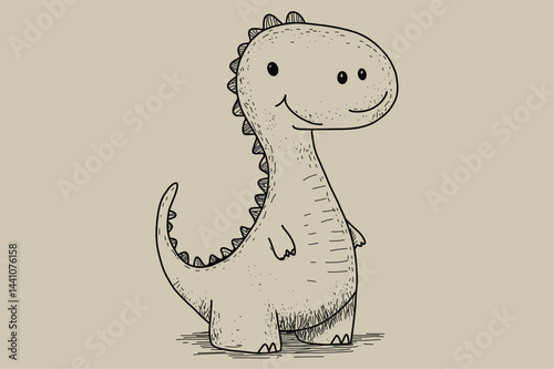 A cartoon dinosaur. The dinosaur is small and cute, with a big smile on its face. The image has a playful and lighthearted mood