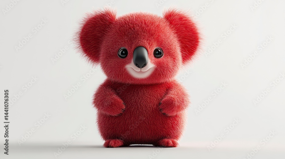 Fototapeta premium A charming red koala with a fluffy texture and a cheerful expression ideal for childrens cont