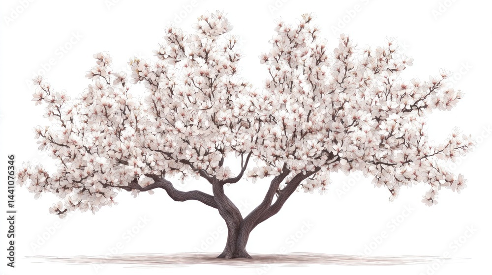 Obraz premium Blooming magnolia tree, spring, white flowers, isolated, nature background, website design