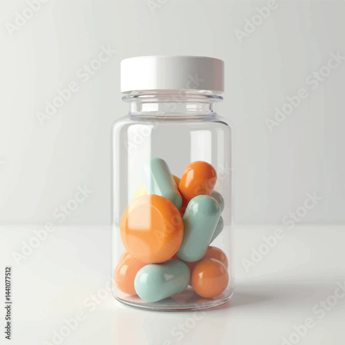 suppliments,3d suppliments bottle,realistic suppliments, transparent suppliment bootlles, tablets, multiple bottles,medicine,without label,glass jar multi color,capsules, omega 3 capsules, vitamins,  