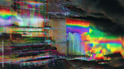 Digital glitch on vintage CRT screen photo