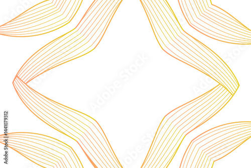 Luxury floral gold leaves vector frame background. Abstract nature line and wave wedding illustration. Japanese premium texture