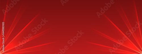 Obraz na płótnie Red lasers background., glowing rays or neon beams, bright futuristic backdrop. Concert or nightclub spotlights. Vector illustration. w salonie