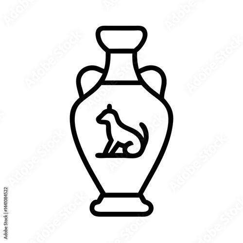 Pet urn with a dog silhouette, modern design, black and white, for memorial use