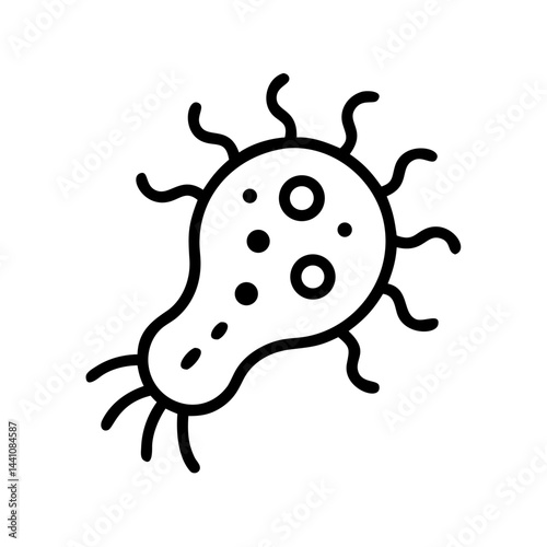 Virus cell icon, simple design, black and white, for biology and health