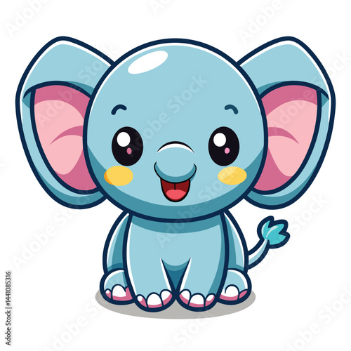 Cute light blue elephant cartoon