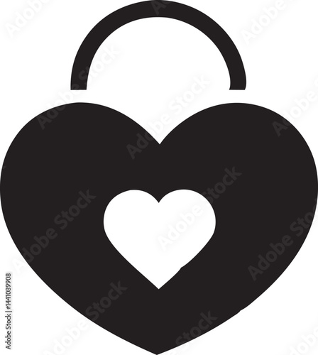 Heart Shaped Padlock Icon — Love and Security Symbol Illustration