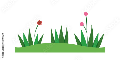 Flowering grassland vector illustration