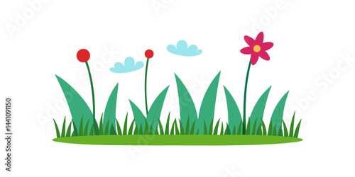 Flowering grassland vector illustration