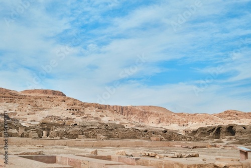 Luxor, Egypt - December 26 2023: The necropolis of Sheikh Abd al-Qurna, or the Valley of the Nobles, on the western bank of the Nile