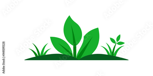 Green leaves grass vector illustration