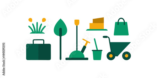 Lawn care clipart collection vector illustration
