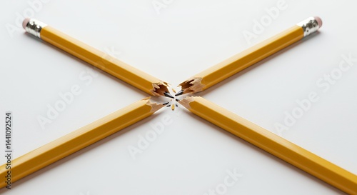 Wallpaper Mural Halved Yellow Pencil Isolated on White Depicting Creative Block Damage Conceptual Still Life Torontodigital.ca