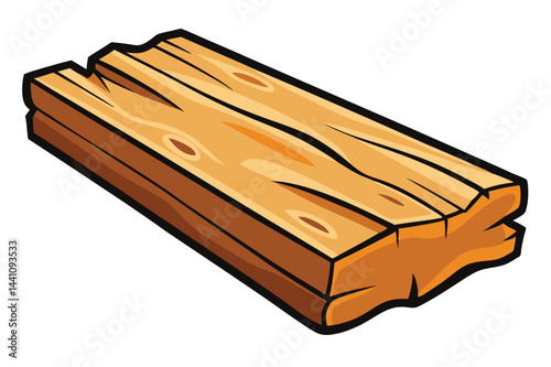 Wooden plank illustration depicting a rustic appearance with natural textures and details, suitable for various design purposes in art and crafting projects