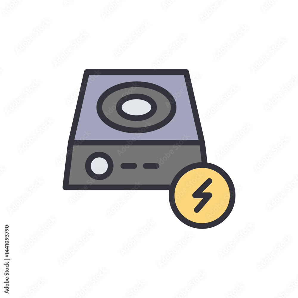 Fototapeta premium Electric stove colored icons, minimalist vector illustration ,simple transparent graphic element .Isolated on white background