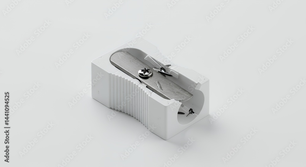 Isolated Broken White Pencil Sharpener Displayed on White Backdrop for Ads Promotion and Creative Projects with Realistic Detail Clean Minimalist Look Isolated Broken White Pencil Sharpener Displayed on White Backdrop for Ads Promotion and Creative Projects with Realistic Detail Clean Minimalist Look