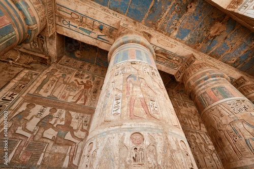 Luxor, Egypt - December 26 2023: Mortuary Temple of Ramesses III in Medinat Habu Complex photo