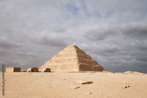 Saqqara, Egypt - January 2, 2024: The Pyramid of Djoser (or Djeser and Zoser), or Step Pyramid in the Saqqara necropolis
