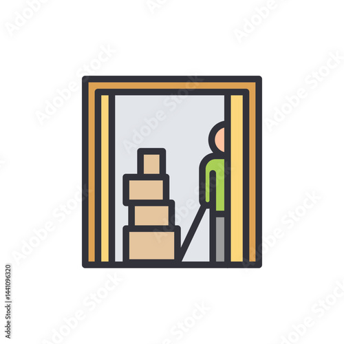 Elevator colored icons, minimalist vector illustration ,simple transparent graphic element .Isolated on white background
