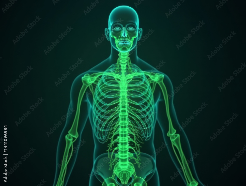 Lymphatic System - Glowing Green Network of Lymph Nodes and Vessels Lymphatic System - Glowing Green Network of Lymph Nodes and Vessels