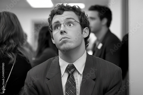 Stunned, surprised office worker