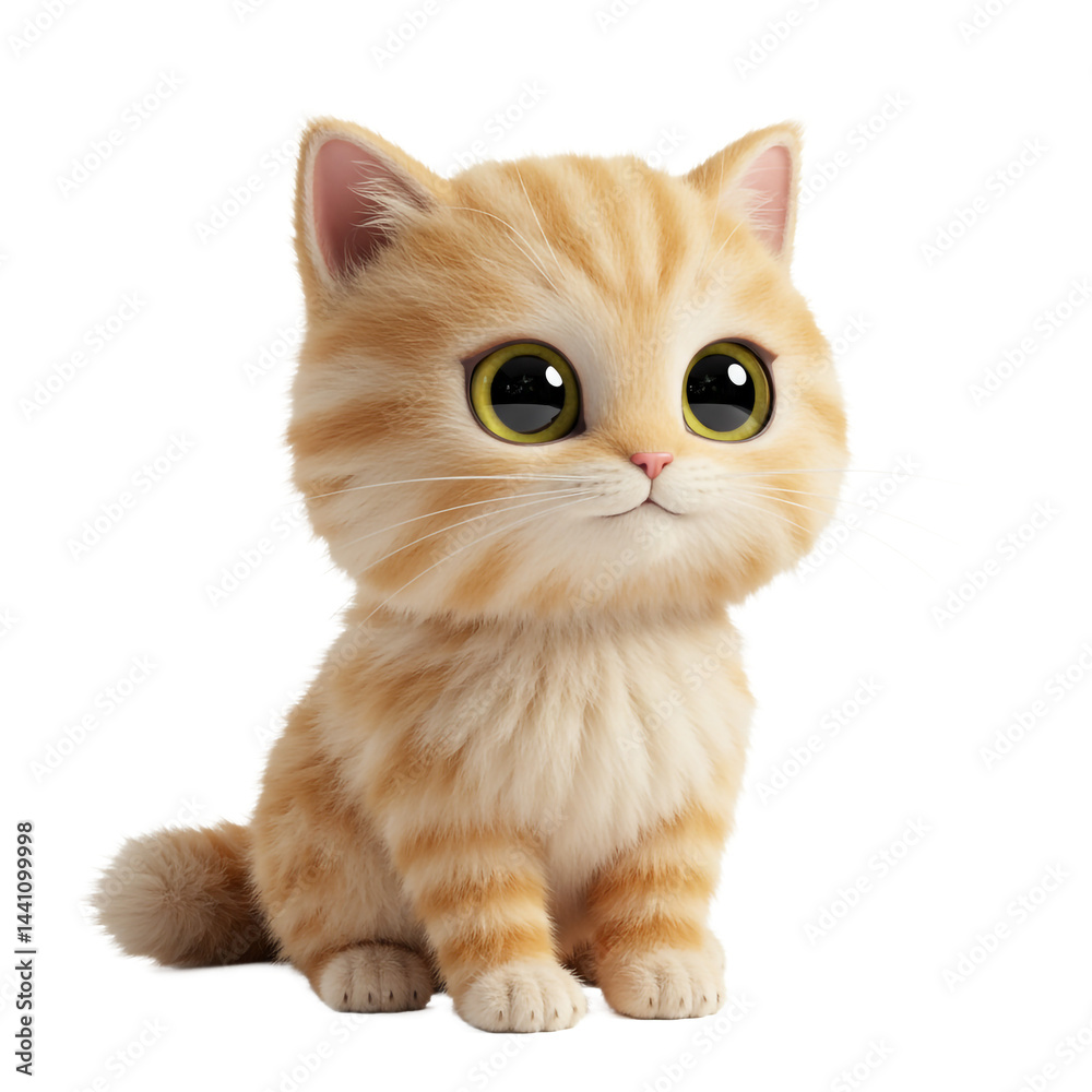 Obraz premium Cute 3D Cartoon Kitten Sitting