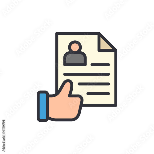Employment contract colored icons, minimalist vector illustration ,simple transparent graphic element .Isolated on white background