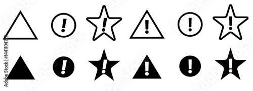 Exclamation marks vector icon set for caution, alarm set, danger signs and etc.