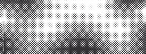 Halftone texture with gradient. Faded dot patches of pixelated background  Grunge retro geometric pattern in manga, anime style. Dotted gradient in pop art style. Vector