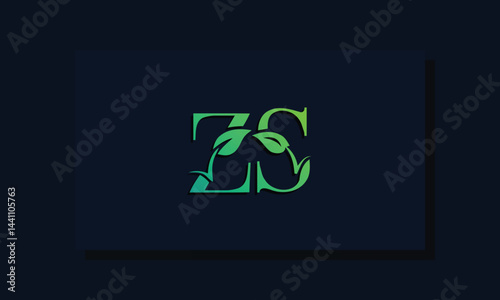 Minimal leaf style Initial ZS logo