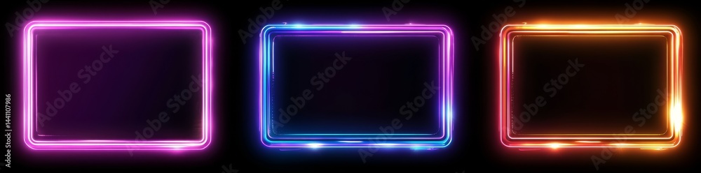 Vibrant neon rectangles are isolated on a transparent backdrop, depicted in a modern realistic style alongside frames suspended in clouds of smoke, a glowing magical gateway, and a teleportation door Vibrant neon rectangles are isolated on a transparent backdrop, depicted in a modern realistic style alongside frames suspended in clouds of smoke, a glowing magical gateway, and a teleportation door