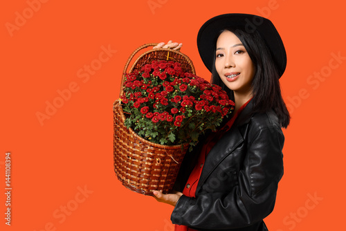Young Asian woman with chry...