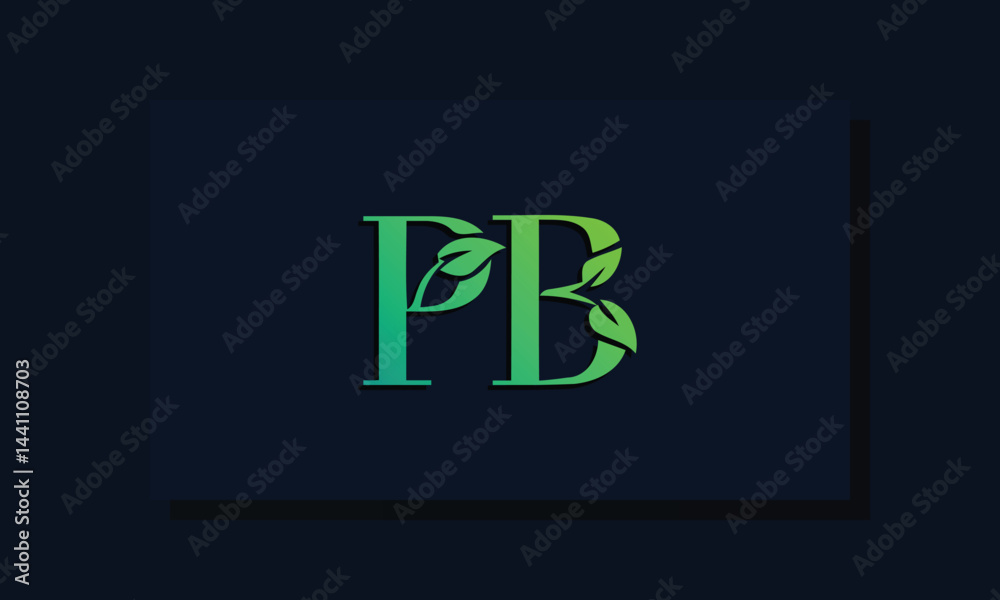 Obraz premium Minimal leaf style Initial PB logo
