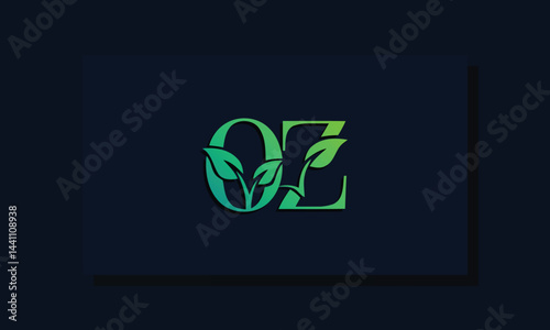 Minimal leaf style Initial OZ logo
