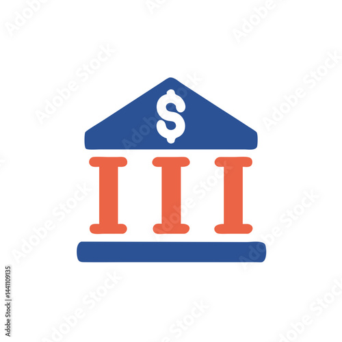 Bank Icon Illustrating Financial Institution in Bold Colors  