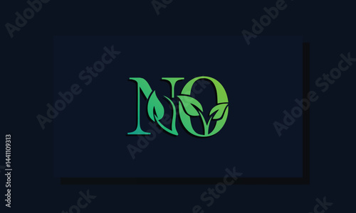 Minimal leaf style Initial NO logo