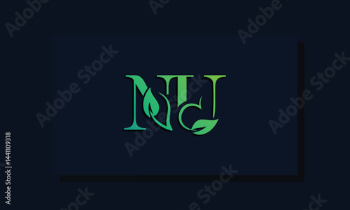 Minimal leaf style Initial NU logo