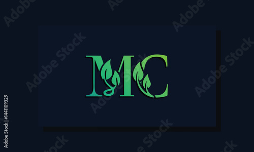Minimal leaf style Initial MC logo