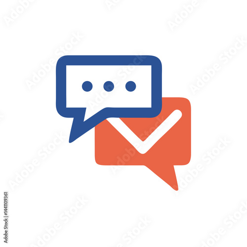 Conversation Bubbles with Checkmark Symbol for Messaging  