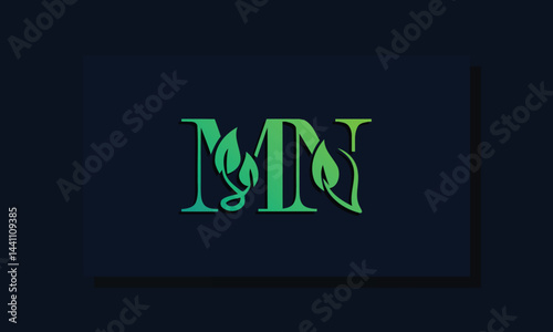 Minimal leaf style Initial MN logo