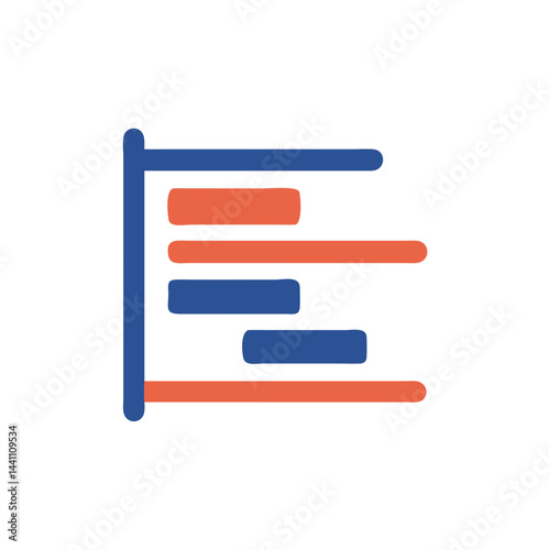 Gantt Chart Icon Minimalist Illustration in Blue and Orange Colors  