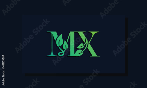 Minimal leaf style Initial MX logo