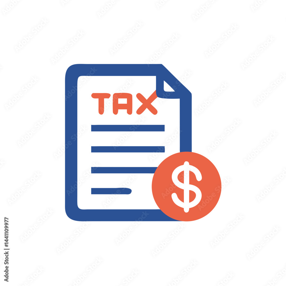 Tax Document with Dollar Sign Illustration Tax Document with Dollar Sign Illustration