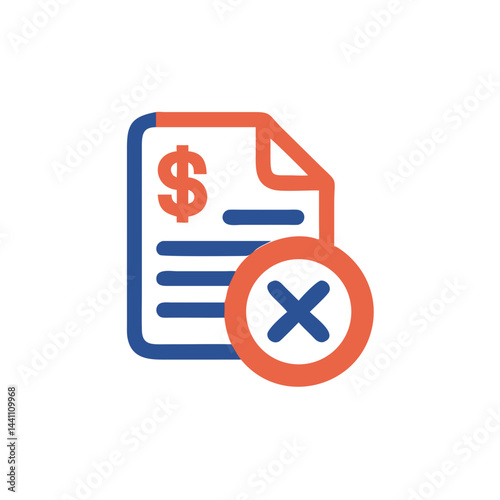 Tax Deduction Document Illustration with Cancel Symbol  