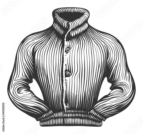 Vintage Hand-Drawn Illustration of a Classic Cozy Sweater Design