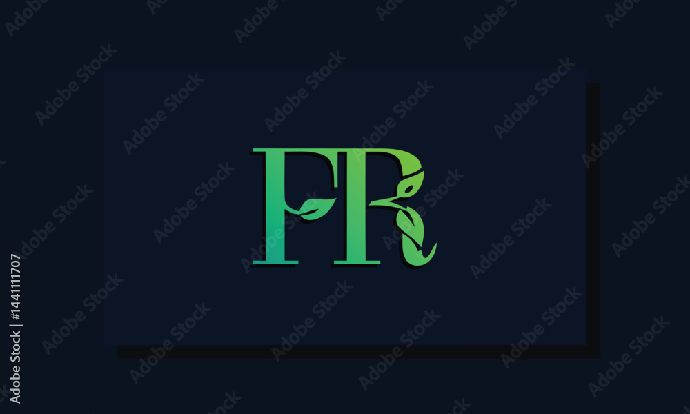 Fototapeta premium Minimal leaf style Initial FR logo.