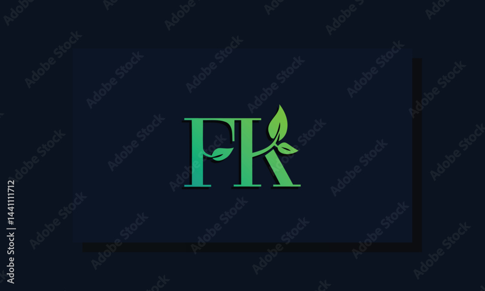 Obraz premium Minimal leaf style Initial FK logo.