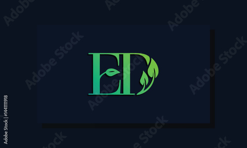 Minimal leaf style Initial ED logo.