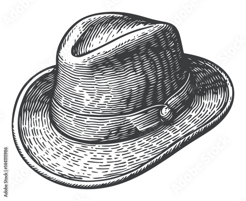 Vintage Hand-Drawn Illustration of a Classic Hat Design